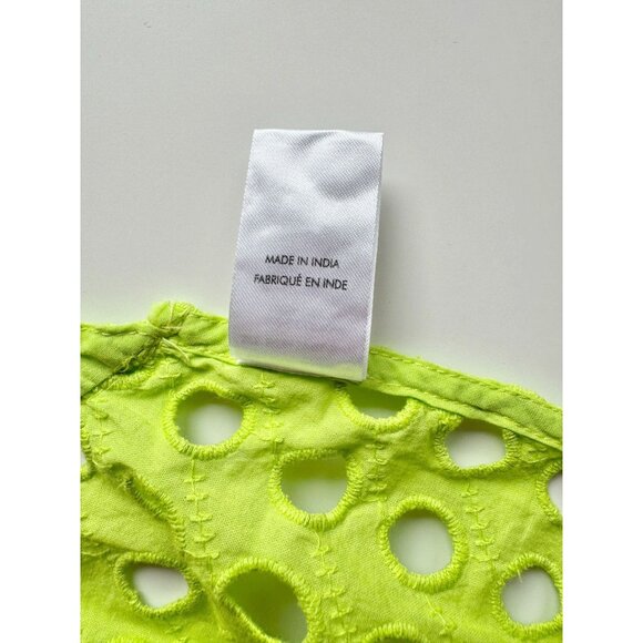 SOLID & STRIPED Neon Lime Green Cotton Eyelet Mini Wrap Pareo, Size XS/S - Picture 9 of 10